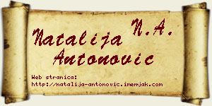 Natalija Antonović vizit kartica